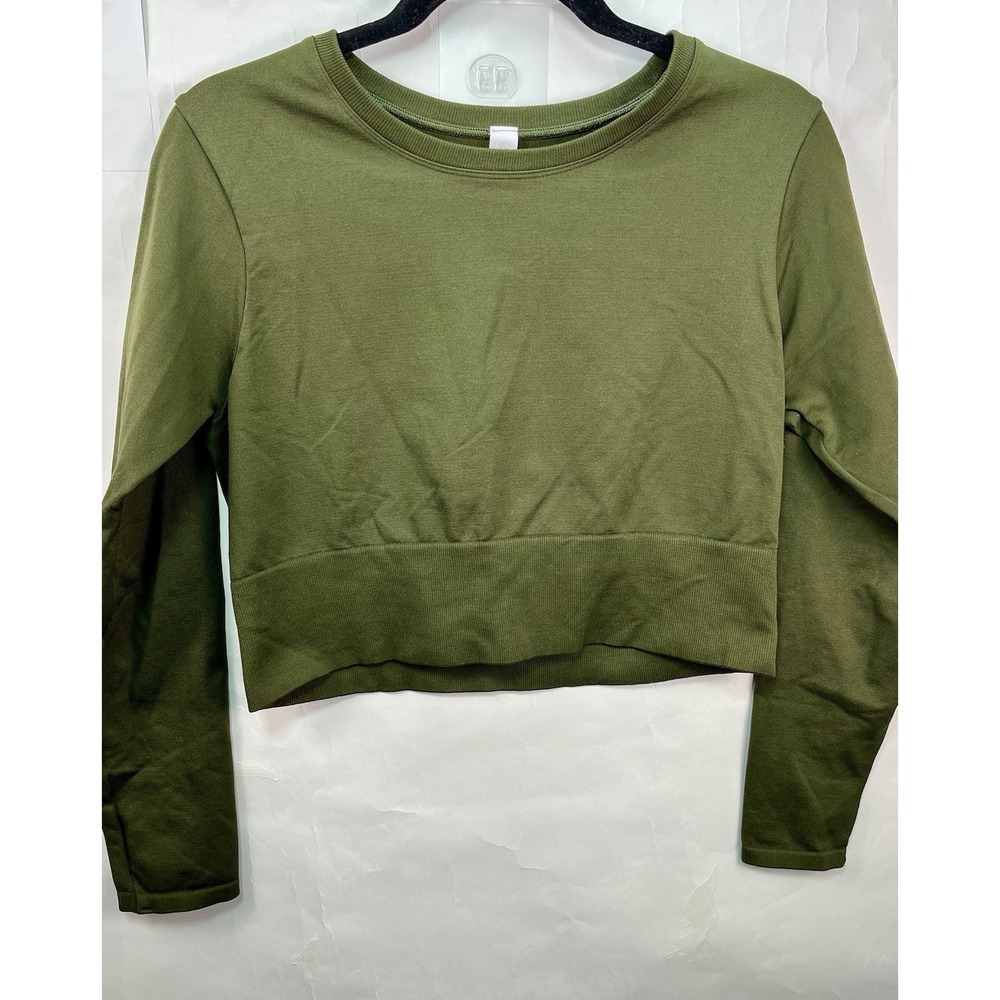 Offline By Aerie Olive Green Cropped Sidewalk Seamless Long‎ Sleeve Sz XL